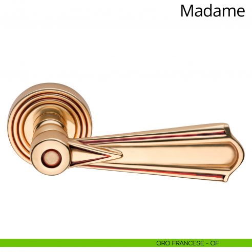 Maniglia per porta interna Madame Linea Calì con rosetta tonda oro francese