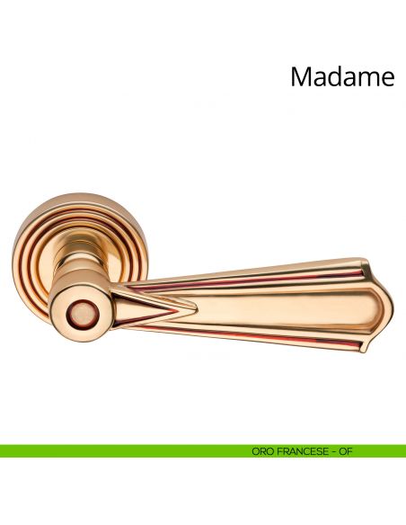 Maniglia per porta interna Madame Linea Calì con rosetta tonda oro francese