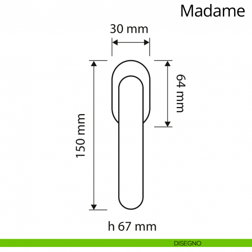 Maniglia per finestra martellina DK Madame Linea Calì disegno