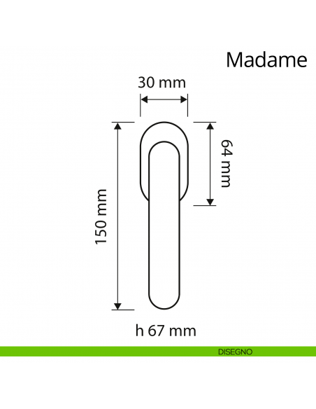 Maniglia per finestra martellina DK Madame Linea Calì disegno