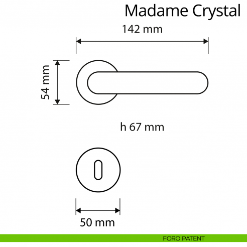 Maniglia per porta interna Madame Crystal Linea Calì con rosetta tonda foro patent