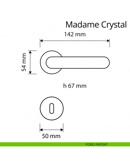 Maniglia per porta interna Madame Crystal Linea Calì con rosetta tonda foro patent