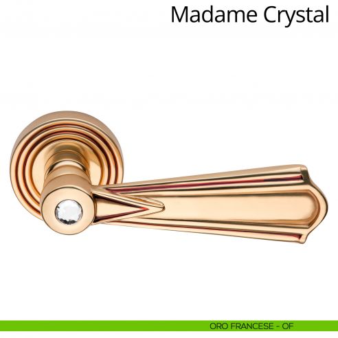 Maniglia per porta interna Madame Crystal Linea Calì con rosetta tonda oro francese
