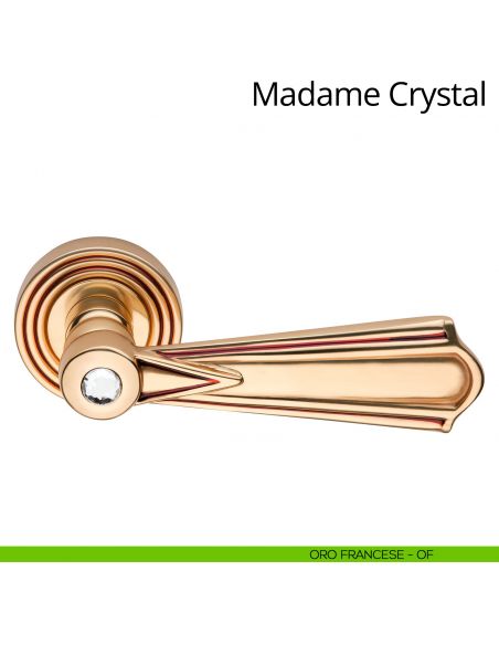 Maniglia per porta interna Madame Crystal Linea Calì con rosetta tonda oro francese