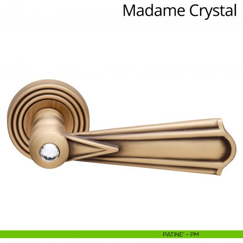Maniglia per porta interna Madame Crystal Linea Calì con rosetta tonda patinè
