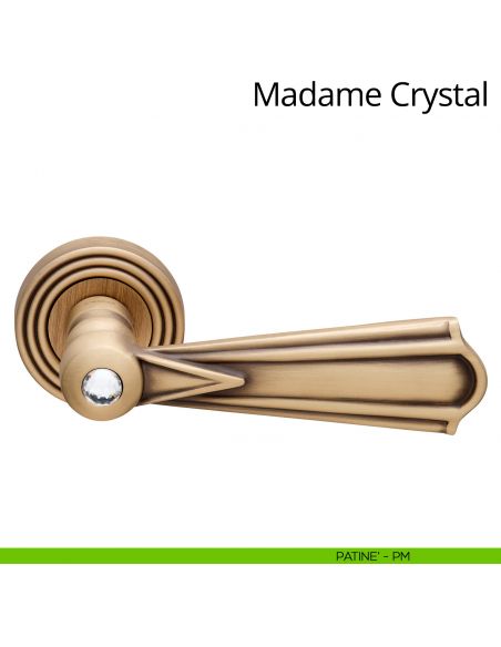 Maniglia per porta interna Madame Crystal Linea Calì con rosetta tonda patinè