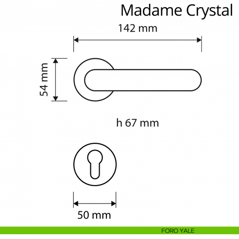 Maniglia per porta interna Madame Crystal Linea Calì con rosetta tonda foro yale