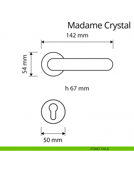 Maniglia per porta interna Madame Crystal Linea Calì con rosetta tonda foro yale
