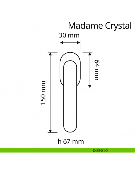 Maniglia per finestra martellina DK Madame Crystal Linea Calì disegno