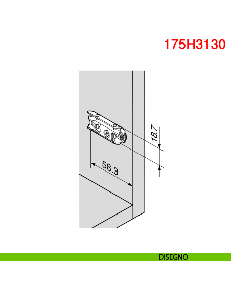 Basetta dritta Blum 175H3130 Clip spessore 3 mm con eccentrico nero onice