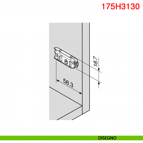 Basetta dritta Blum 175H3130 Clip spessore 3 mm con eccentrico - disegno