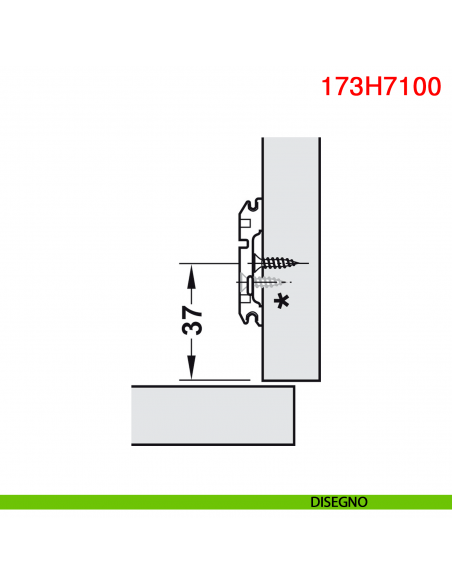 Basetta a croce Blum 173H7100 Clip spessore 0 mm con eccentrico - disegno