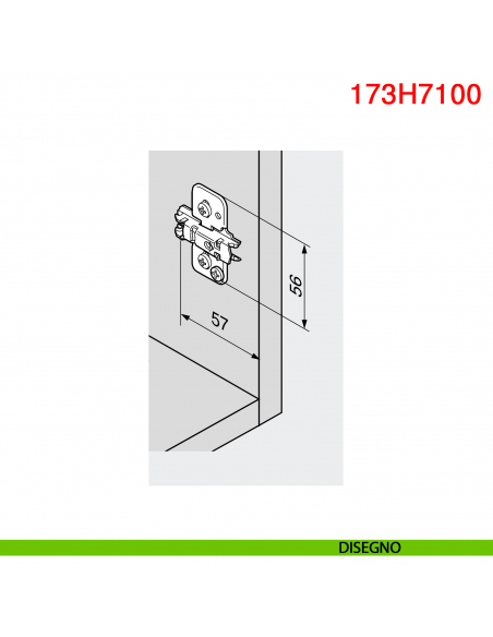 Basetta a croce Blum 173H7100 Clip spessore 0 mm con eccentrico - disegno