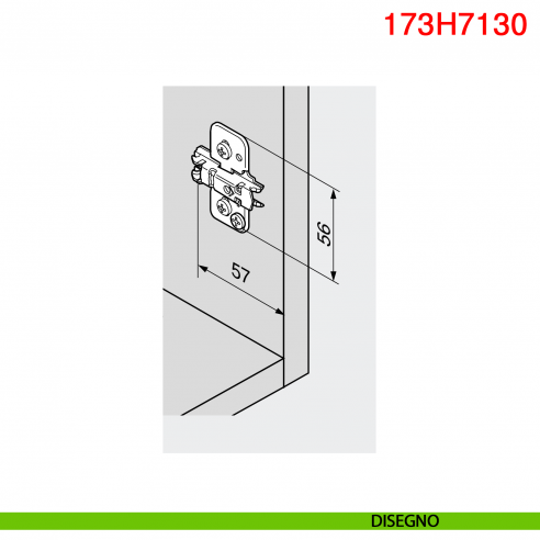 Basetta a croce Blum 173H7130 Clip spessore 3 mm con eccentrico - disegno