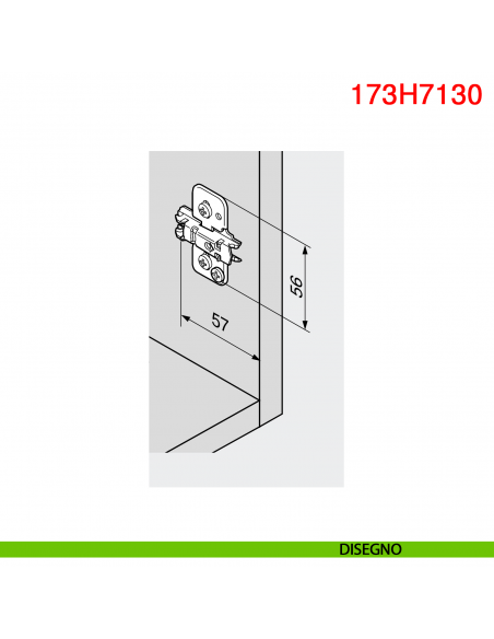 Basetta a croce Blum 173H7130 Clip spessore 3 mm con eccentrico - disegno