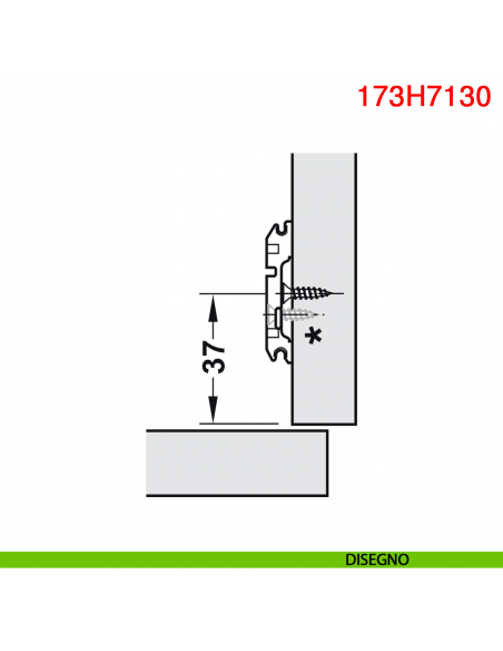 Basetta a croce Blum 173H7130 Clip spessore 3 mm con eccentrico - disegno
