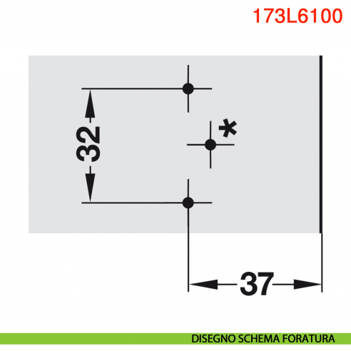 Basetta a croce Blum 173L6100 Clip spessore 0 mm - disegno schema di foratura
