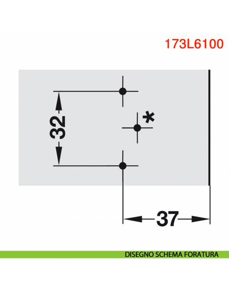 Basetta a croce Blum 173L6100 Clip spessore 0 mm - disegno schema di foratura