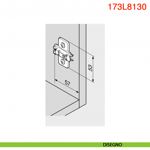 Basetta a croce Blum 173L8130 Clip spessore 3 mm montaggio con viti euro premontate - disegno