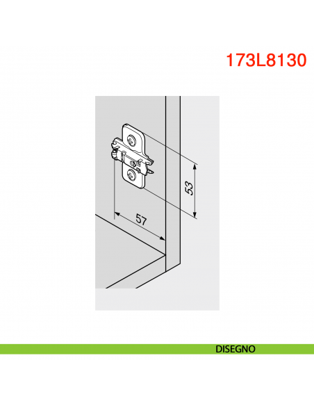 Basetta a croce Blum 173L8130 Clip spessore 3 mm montaggio con viti euro premontate - disegno