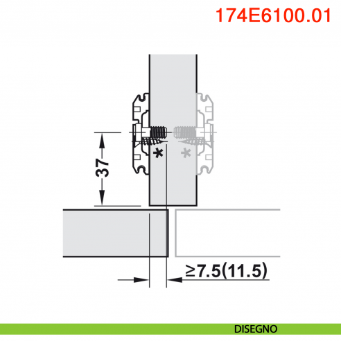 Basetta a croce Blum 174E6100.01 Clip spessore 0 mm montaggio EXPANDO - disegno