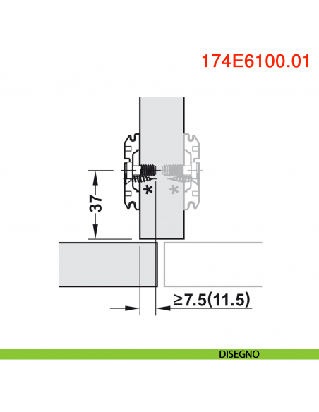 Basetta a croce Blum 174E6100.01 Clip spessore 0 mm montaggio EXPANDO - disegno