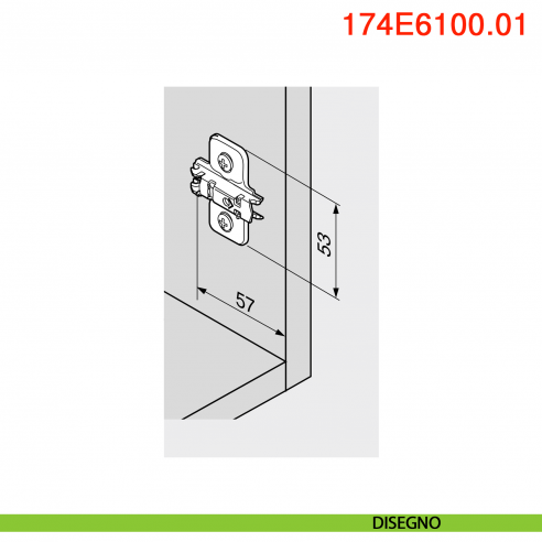 Basetta a croce Blum 174E6100.01 Clip spessore 0 mm montaggio EXPANDO - disegno