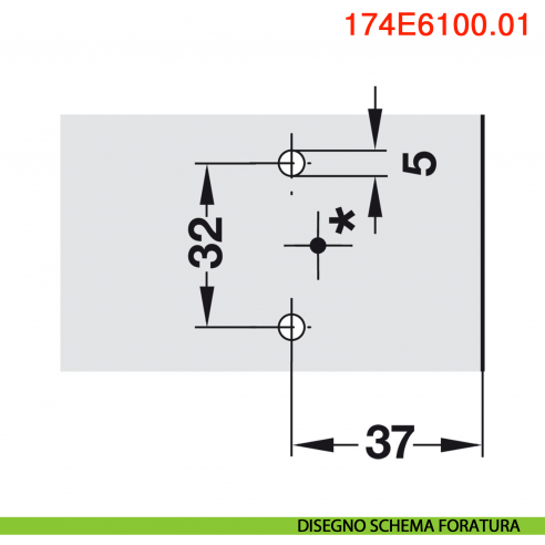 Basetta a croce Blum 174E6100.01 Clip spessore 0 mm montaggio EXPANDO - disegno schema foratura