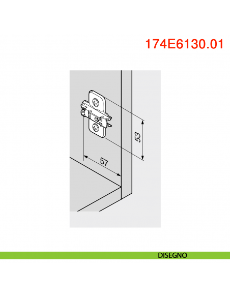 Basetta a croce Blum 174E6130.01 Clip spessore 3 mm montaggio EXPANDO - disegno
