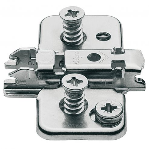 Basetta a croce Blum 173H9100.22 Clip spessore 0 mm con eccentrico montaggio con viti euro premontate