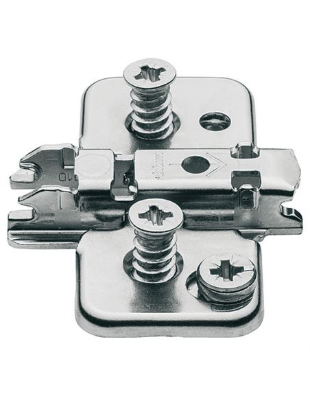 Basetta a croce Blum 173H9100.22 Clip spessore 0 mm con eccentrico montaggio con viti euro premontate
