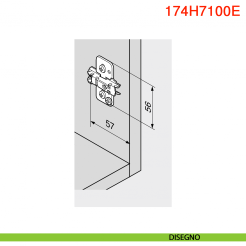 Basetta a croce Blum 174H7100E Clip spessore 0 mm con eccentrico montaggio EXPANDO - disegno