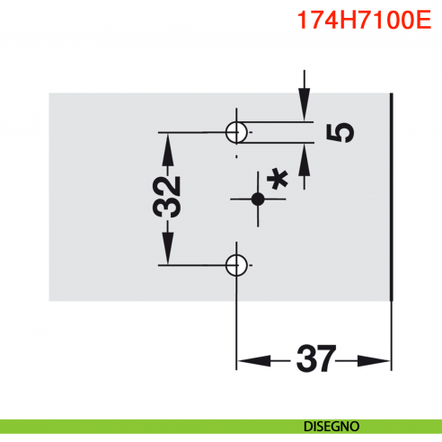 Basetta a croce Blum 174H7100E Clip spessore 0 mm con eccentrico montaggio EXPANDO - disegno schema foratura