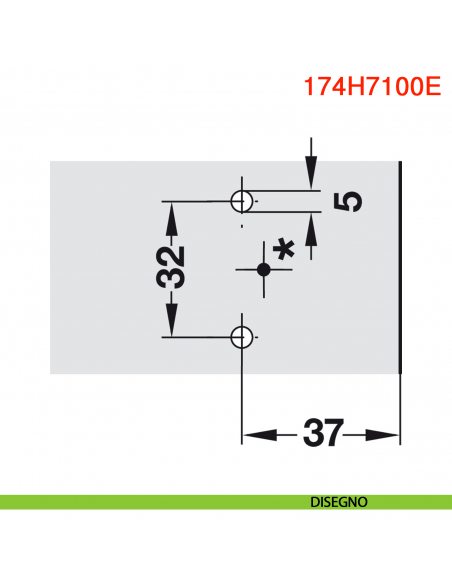 Basetta a croce Blum 174H7100E Clip spessore 0 mm con eccentrico montaggio EXPANDO - disegno schema foratura