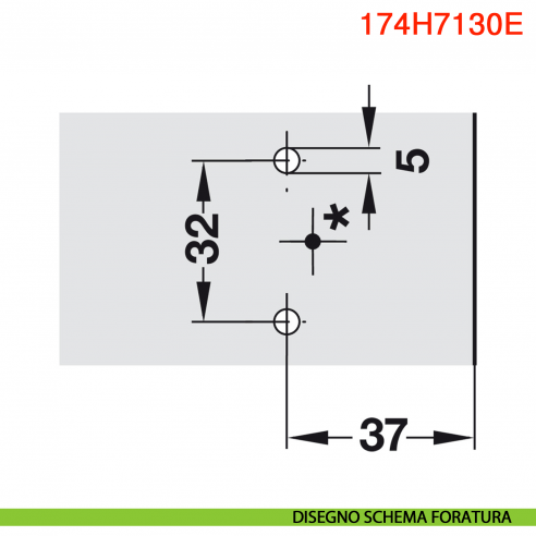 Basetta a croce Blum 174H7130E Clip spessore 3 mm con eccentrico montaggio EXPANDO - disegno schema foratura