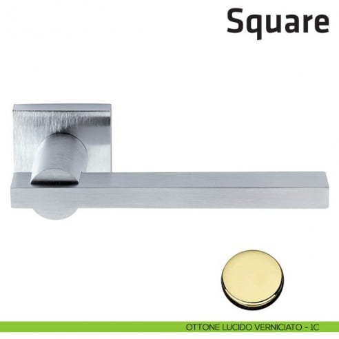 Maniglia per porta Square Comit ottone lucido verniciato