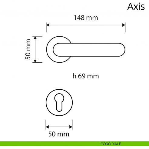 Maniglia per porta interna Axis Zincral Linea Calì rosetta tonda FORO YALE