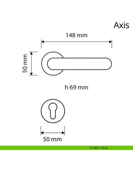 Maniglia per porta interna Axis Zincral Linea Calì rosetta tonda FORO YALE