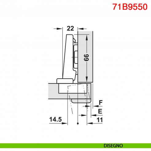 Cerniera Per Ante In Alluminio Blum 71T960A Clip Top Mezza Battuta Apertura 95 Gradi - Foto 6