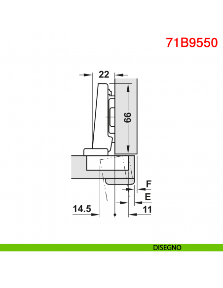 Cerniera Blum 71B9550 Clip Top Blumotion per ante spesse a battuta ammortizzata apertura 95 gradi