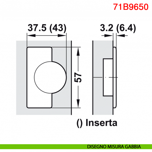 Cerniera Blum 71B9650 Clip Top Blumotion per ante spesse mezza battuta ammortizzata apertura 95 gradi