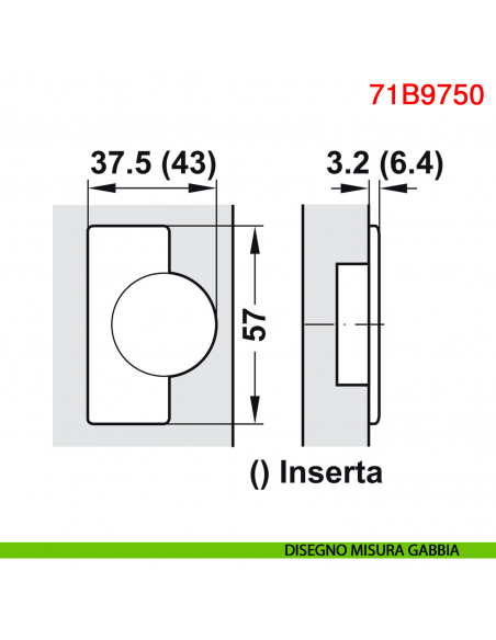 Cerniera Blum 71B9750 Clip Top Blumotion per ante spesse battuta interna ammortizzata apertura 95 gradi