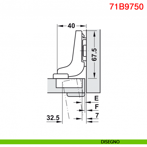 Cerniera Blum 71B9750 Clip Top Blumotion per ante spesse battuta interna ammortizzata apertura 95 gradi nero onice