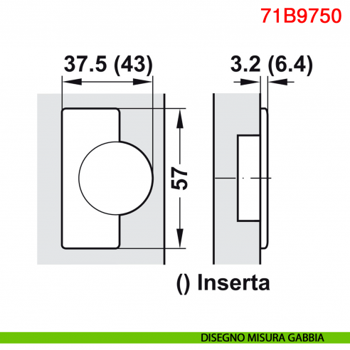 Cerniera Blum 71B9750 Clip Top Blumotion per ante spesse battuta interna ammortizzata apertura 95 gradi nero onice