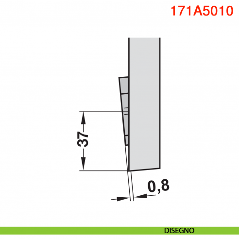 Cuneo angolare Blum 171A5010 +5 gradi spessore 0,8 mm per mobili base ad angolo - disegno