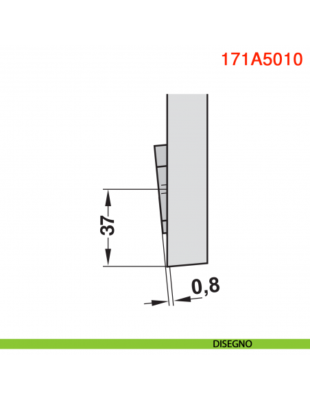 Cuneo angolare Blum 171A5010 +5 gradi spessore 0,8 mm per mobili base ad angolo - disegno