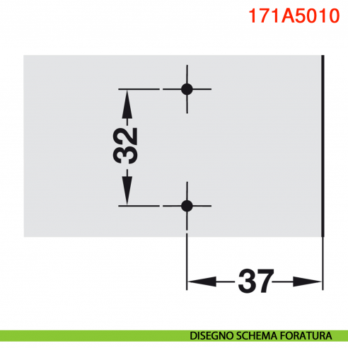 Cuneo angolare Blum 171A5010 +5 gradi spessore 0,8 mm per mobili base ad angolo - disegno schema foratura