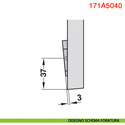 Cuneo angolare Blum 171A5040 +5 gradi spessore 3 mm per mobili base ad angolo - disegno
