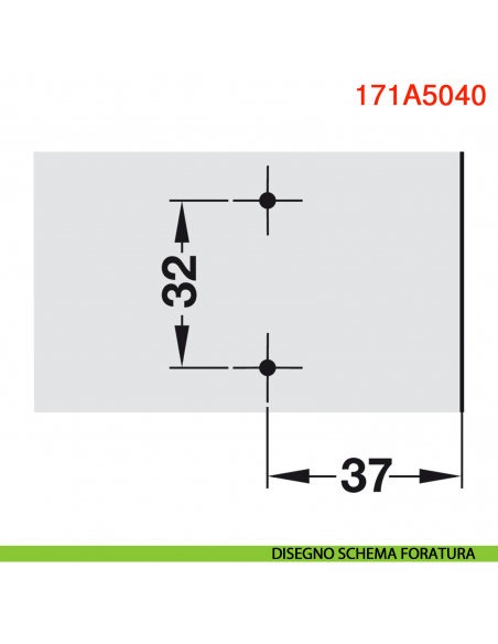 Cuneo angolare Blum 171A5040 +5 gradi spessore 3 mm per mobili base ad angolo - disegno schema foratura