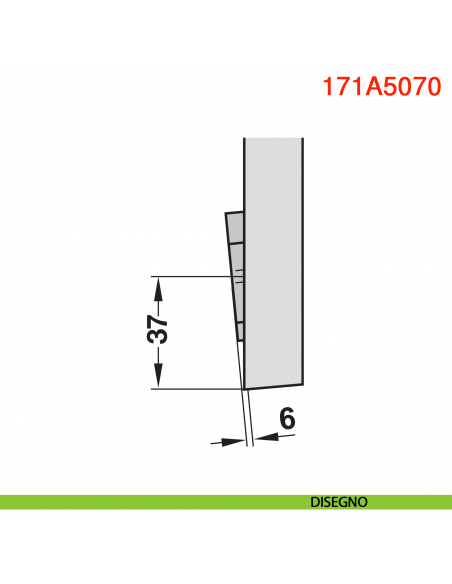 Cuneo angolare Blum 171A5070 +5 gradi spessore 6 mm per mobili base ad angolo - disegno